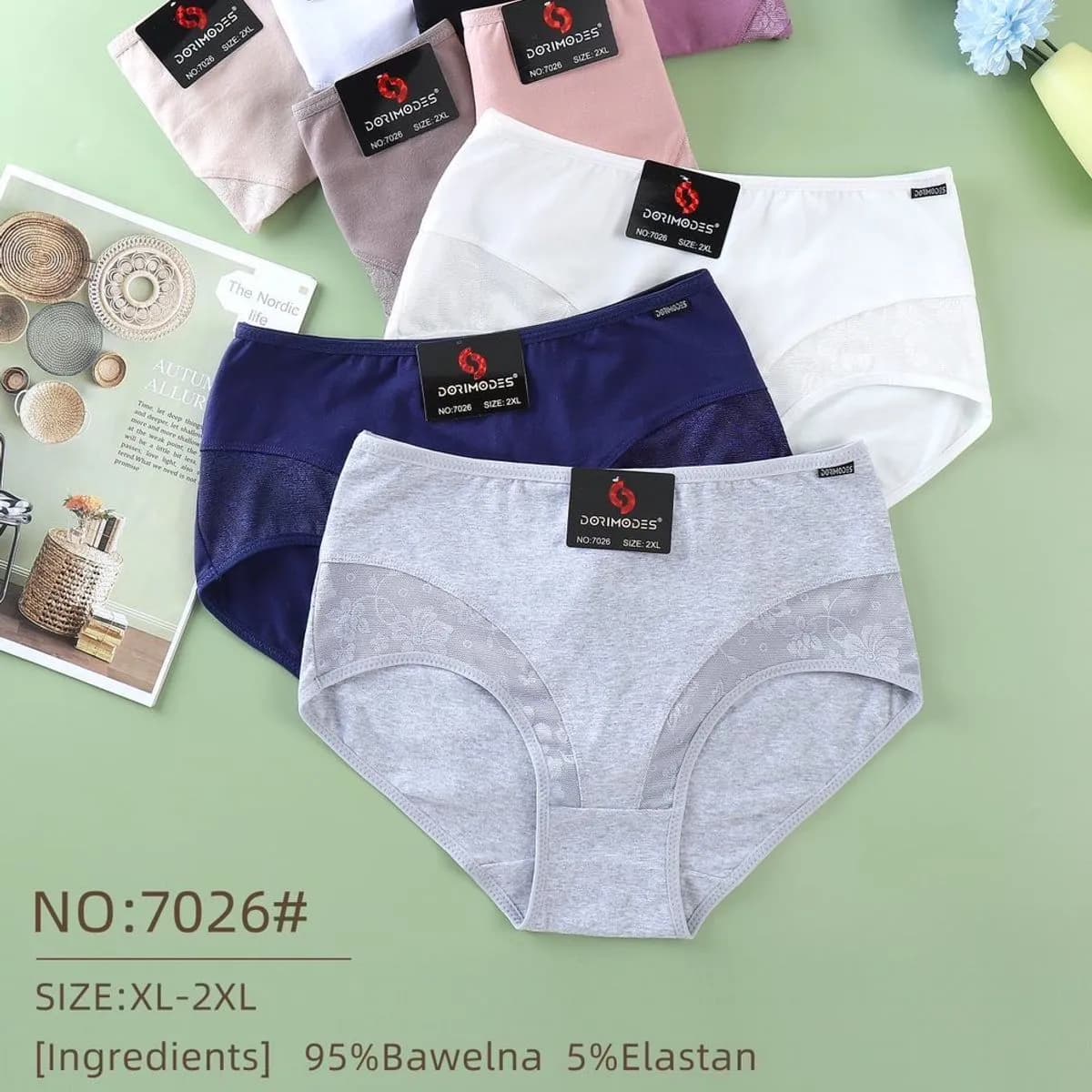 Majtki damskie Dormimodes NO:7026 S-XXL 95% bawełna