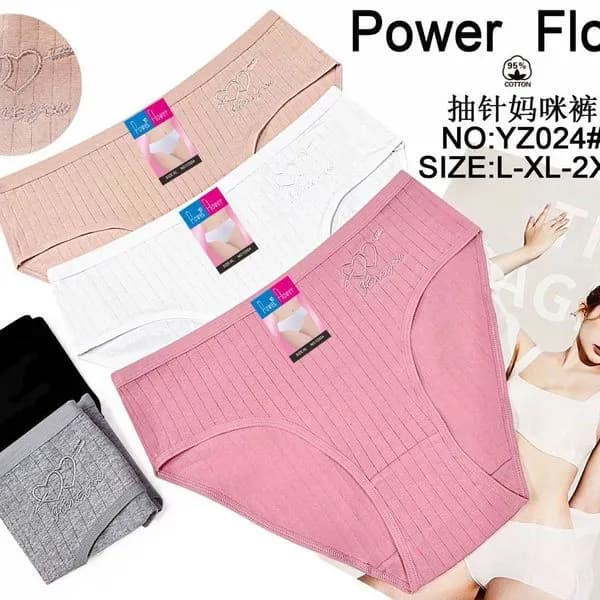 Majtki damskie Power Flower ribowane S-L-XL-2XL 140925-126