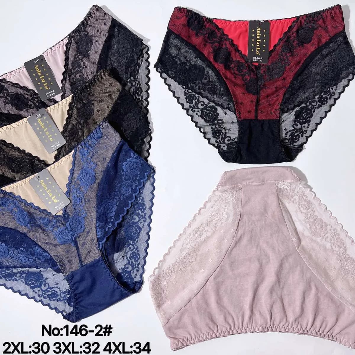 Majtki damskie koronkowe XL-4XL Nr 146-2, 4 kolory