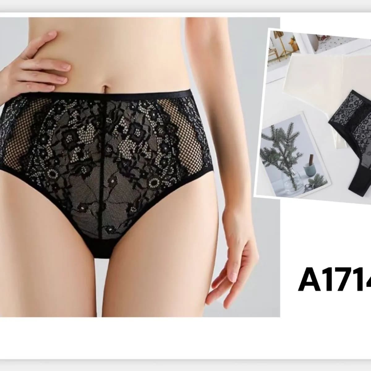 Majtki damskie koronkowe czarne A1714# SKU 140925-1