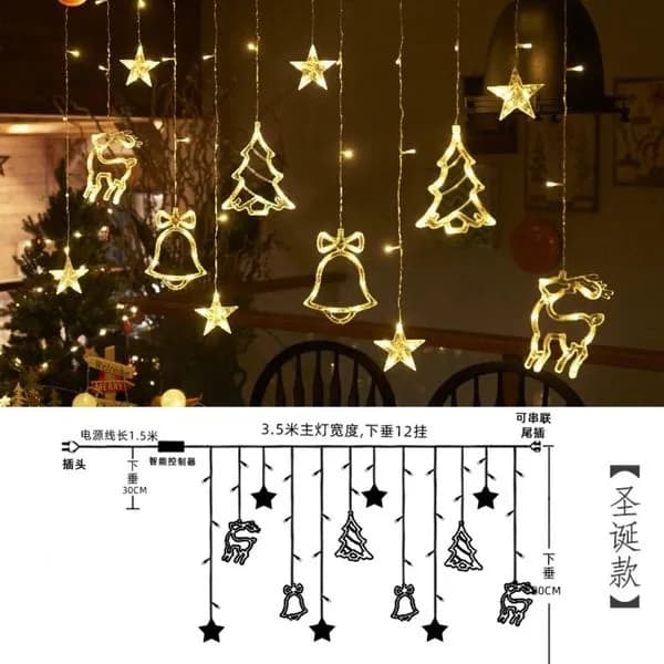 Lampki LED świąteczne 3,5m 30 LED gwiazdy drzewka 6szt/op