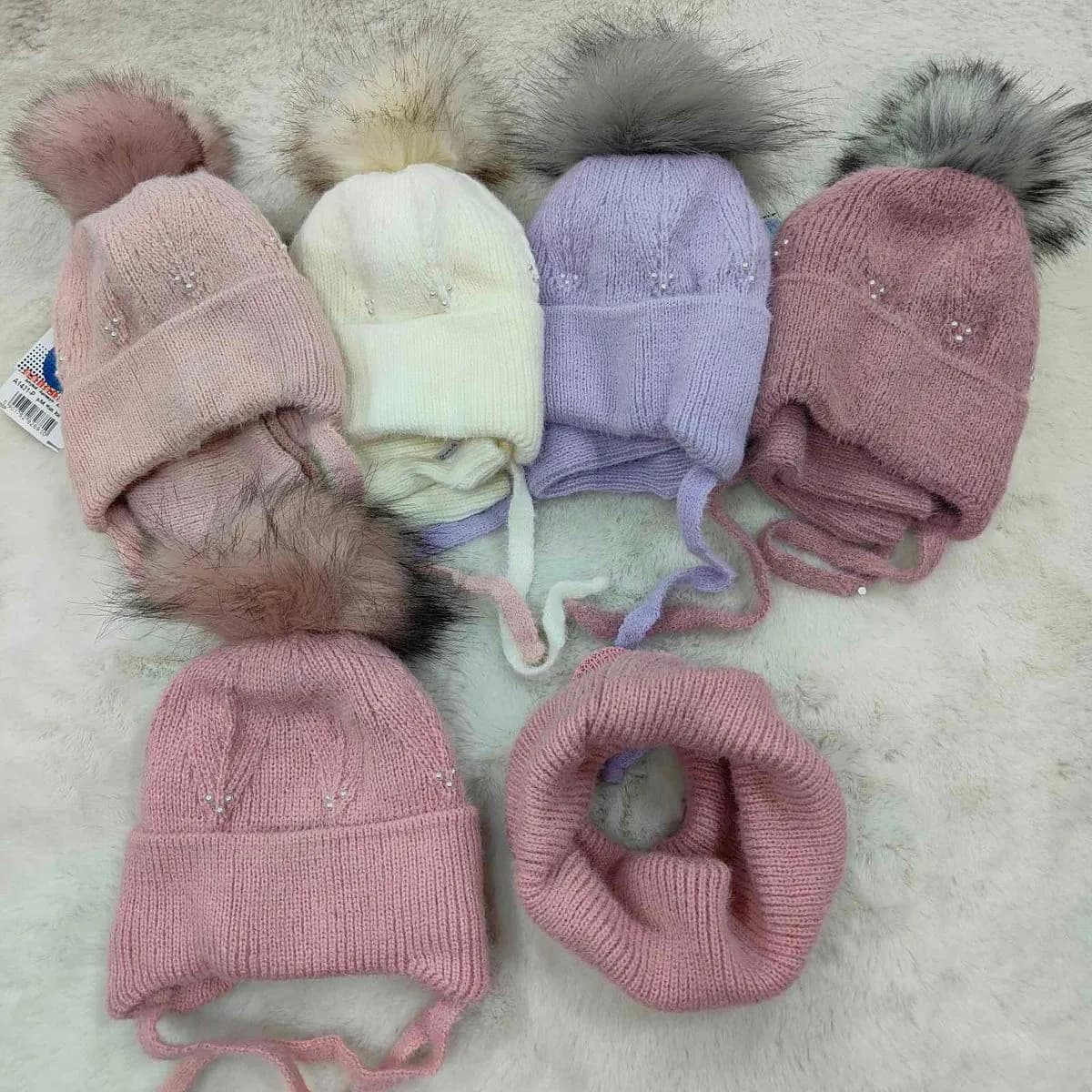 Komplet Czapki Komin dla Dzieci 46-48