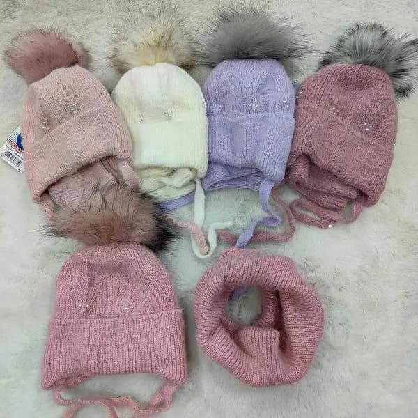 Komplet Czapki Komin dla Dzieci 46-48