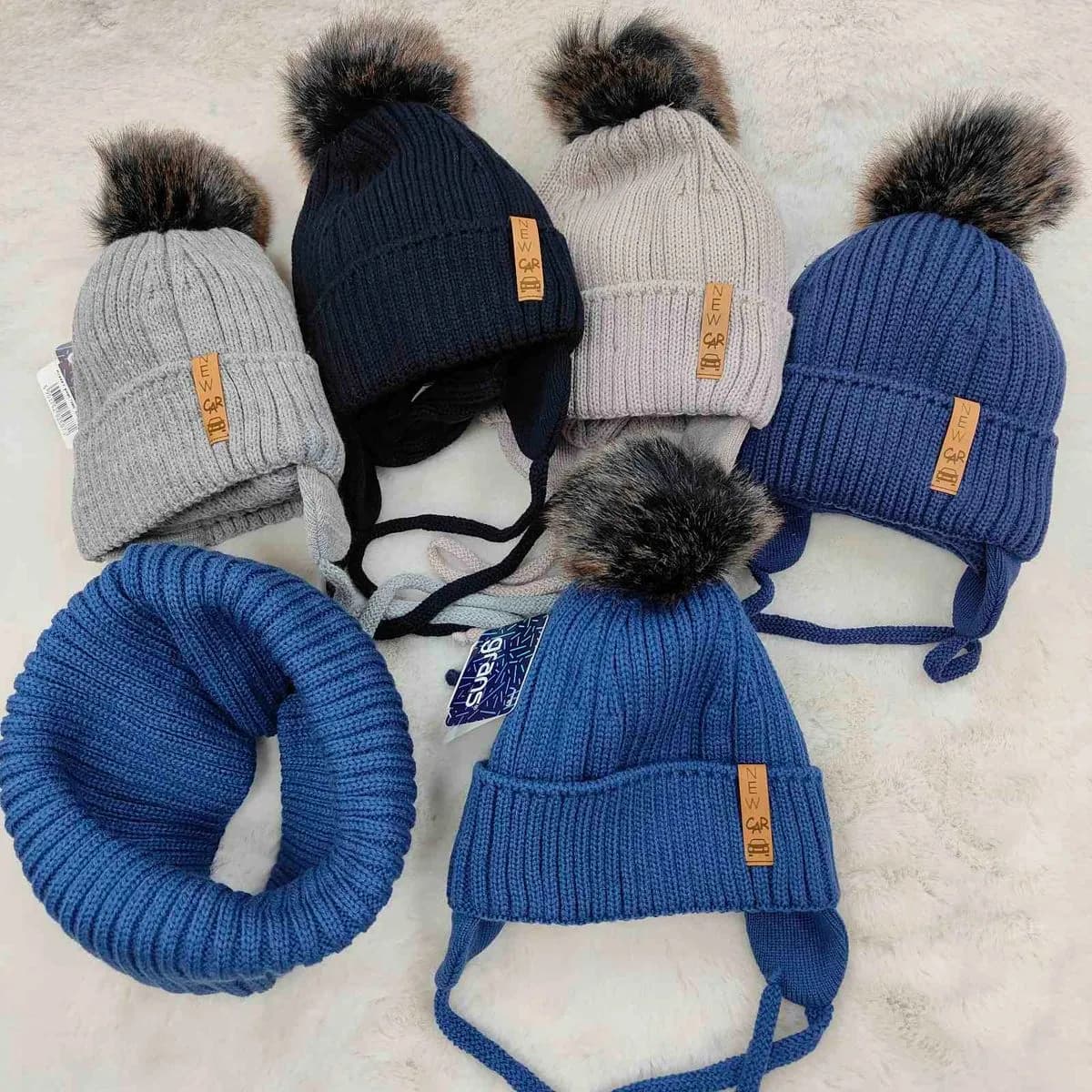 Komplet Czapki Komin dla Dzieci 46-48