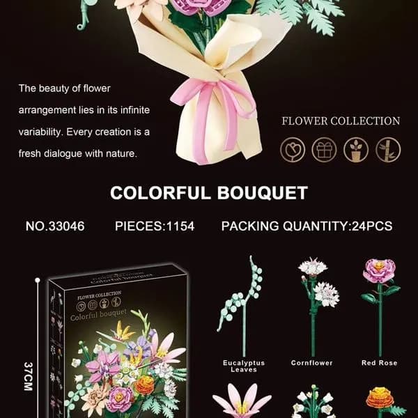 Zabawki Klocki Kwiaty 1154PCS