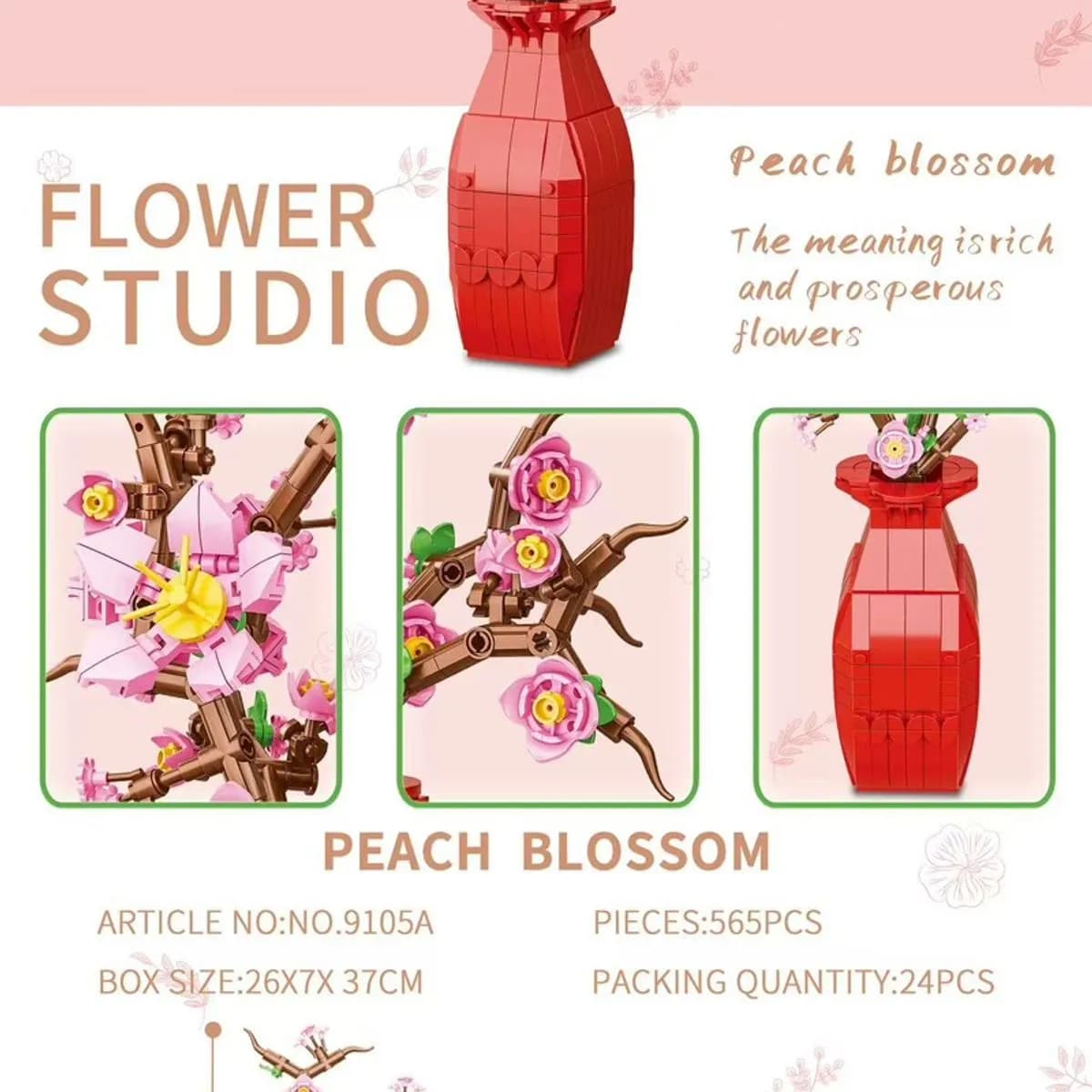 Zestaw klocków kwiatowych Peach Blossom 565PCS