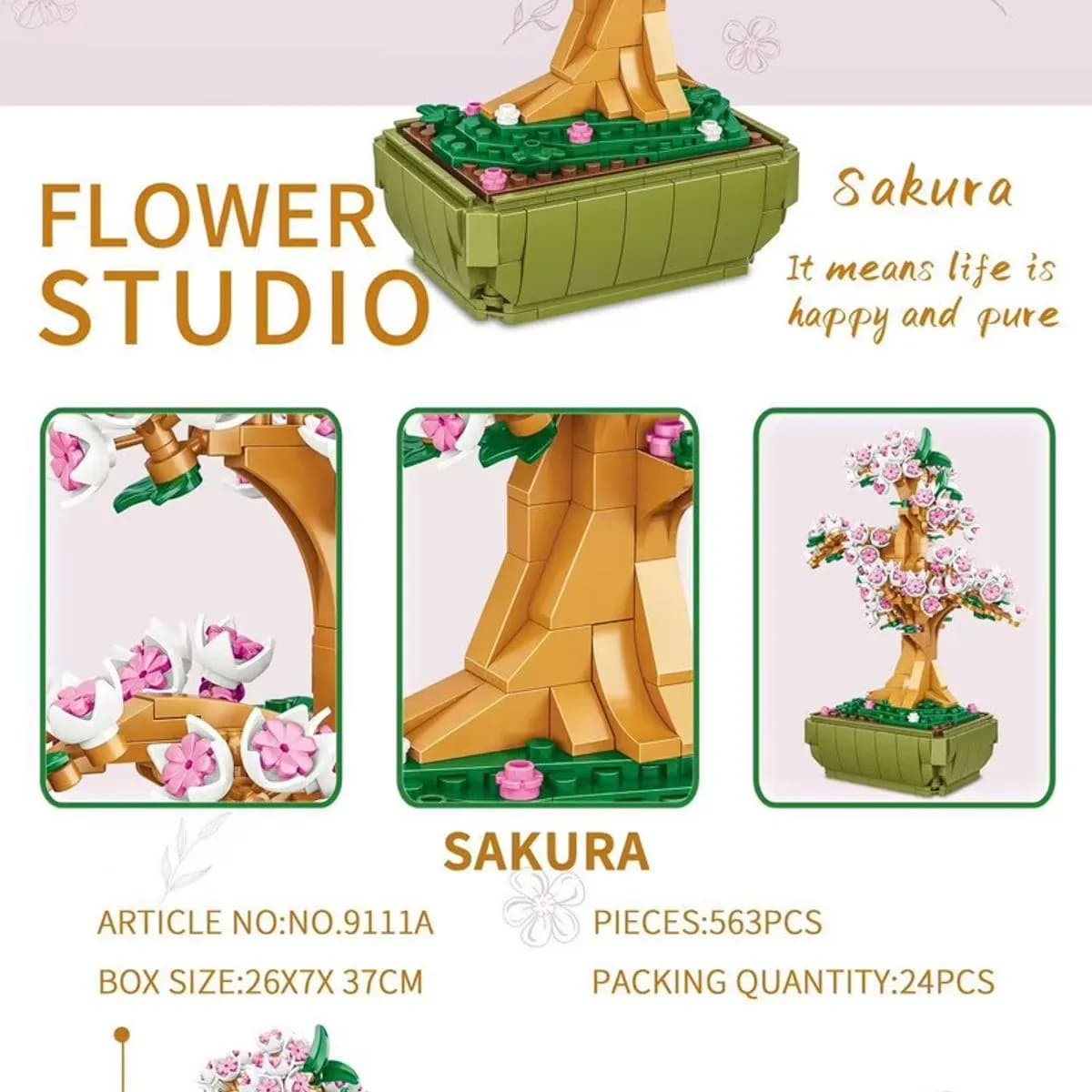 Zestaw klocków Sakura kwiaty 563PCS