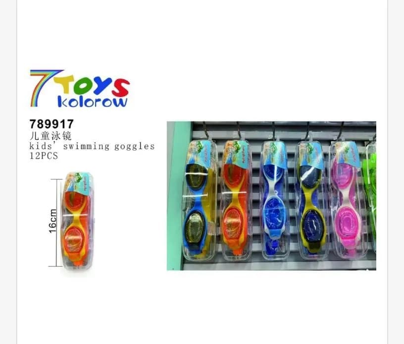 Okulary pływackie dziecięce 16 cm kolorowe 12 szt