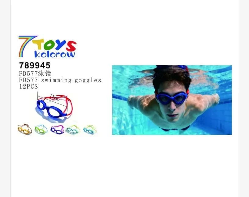 Okulary pływackie kolorowe 7TOYS FD577 12 szt