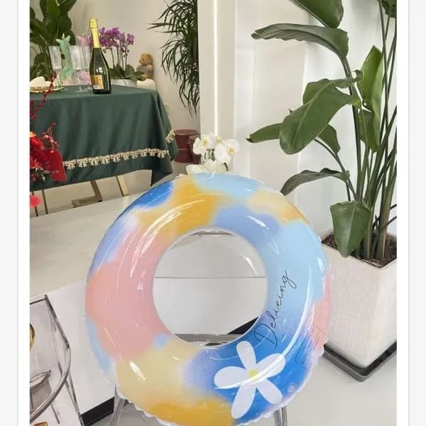 Dmuchany materac do pływania 70cm z kwiatami