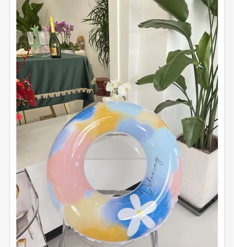 Dmuchany materac do pływania 70cm z kwiatami