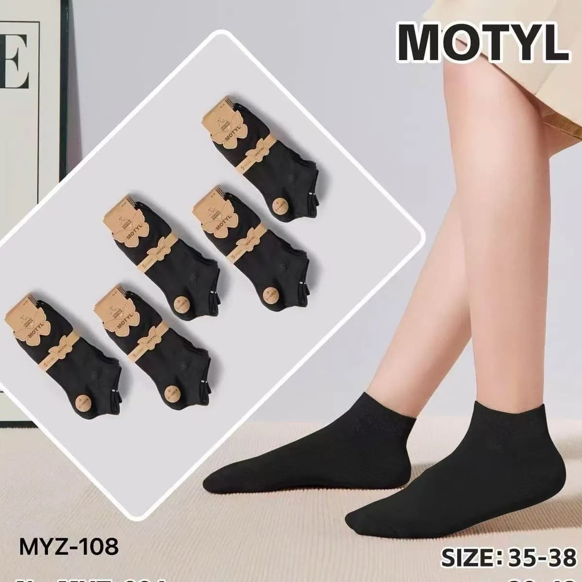 Skarpetki damskie czarne stopki Mototyl rozmiar 35-38