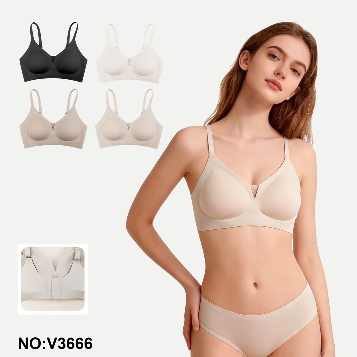 Biustonosz damski Ouono NO:V366 M/L XL beżowy/czarny