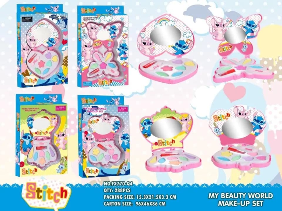 Zestaw Kosmetyczny dla Dzieci Stitch - Paletka z Lusterkiem