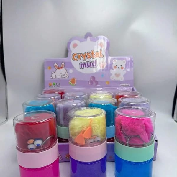 Slime Crystal Mud z brelokiem pomponem 12 szt.