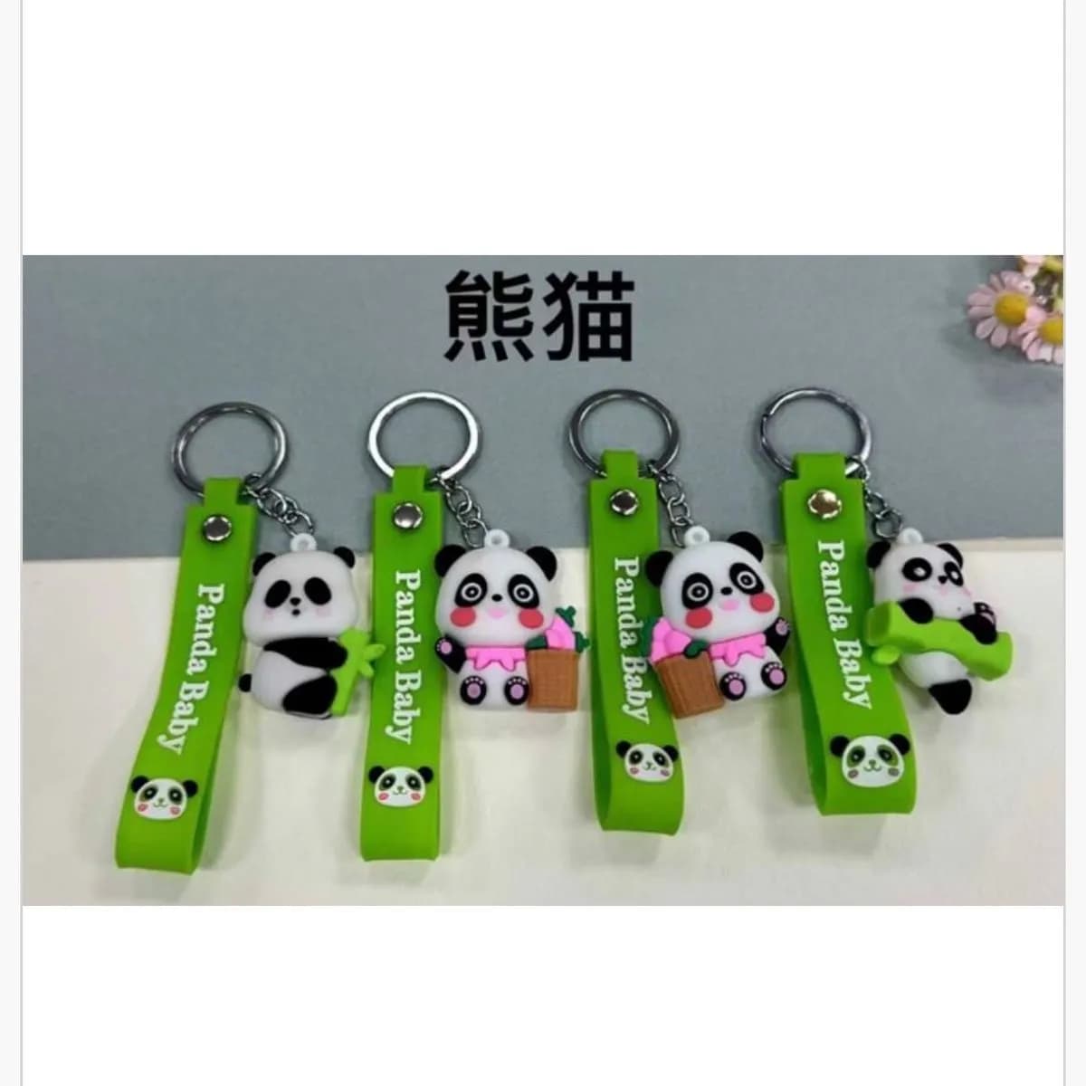 Brelok Panda Baby Silikonowy Zielony z Paskiem, 24 szt.