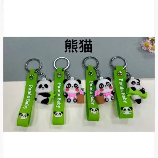 Brelok Panda Baby Silikonowy Zielony z Paskiem, 24 szt.