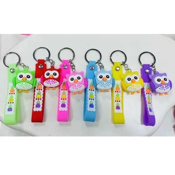 Brelok do Kluczy Sowa z Silikonowym Paskiem Mix Kolorów 24szt