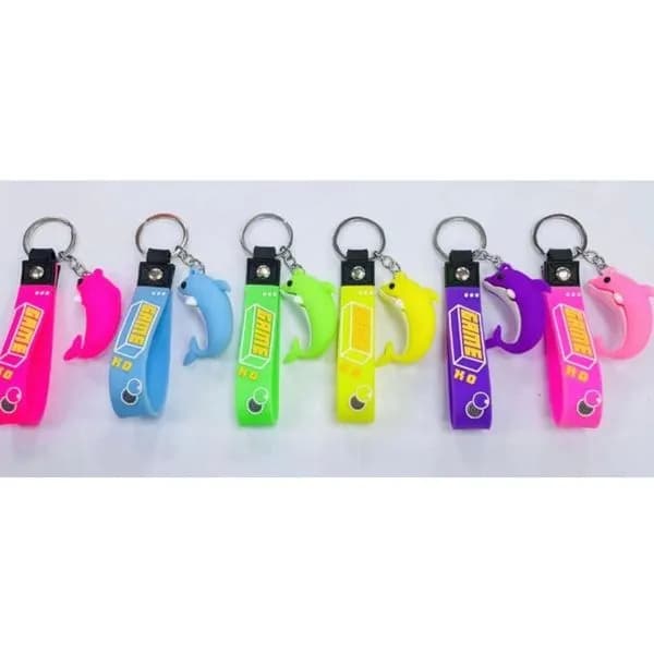 Brelok do kluczy z delfinem i paskiem GAME KO, mix kolorów 24 szt.