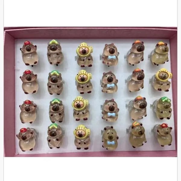 Biżuteria dla Dzieci - Pierścionki Kapibara, Zestaw 24 szt.