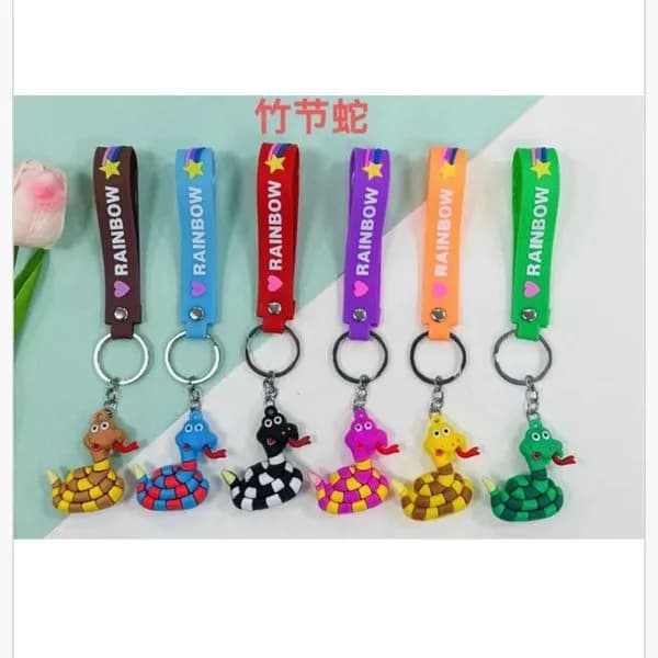 Brelok do Kluczy Gumowy Wąż Rainbow Mix Kolorów, 24 szt.