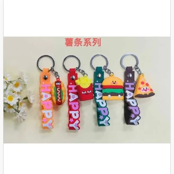 Brelok do Kluczy Silikonowy Fast Food HAPPY, 24 szt.