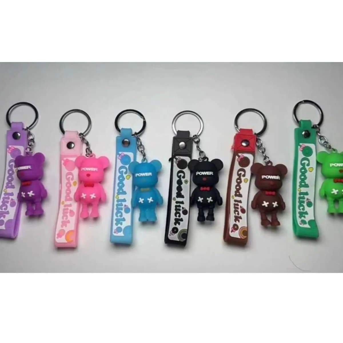 Brelok do Kluczy Miś Power Good Luck Silikonowy Mix 24szt