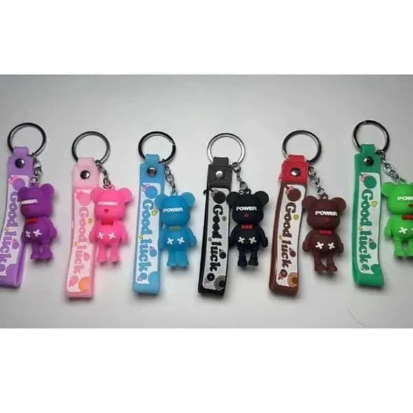 Brelok do Kluczy Miś Power Good Luck Silikonowy Mix 24szt