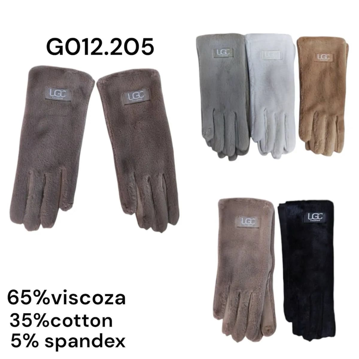 Rękawiczki damskie LG 60% wiskoza 35% bawełna 5% spandex