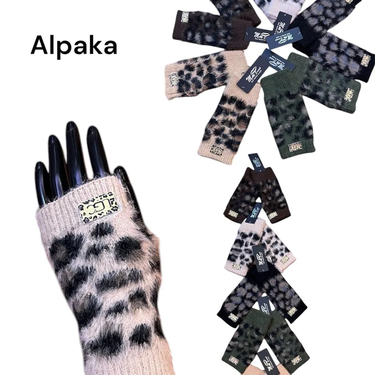 Rękawiczki damskie Alpaka wzór leopard CO15.1551