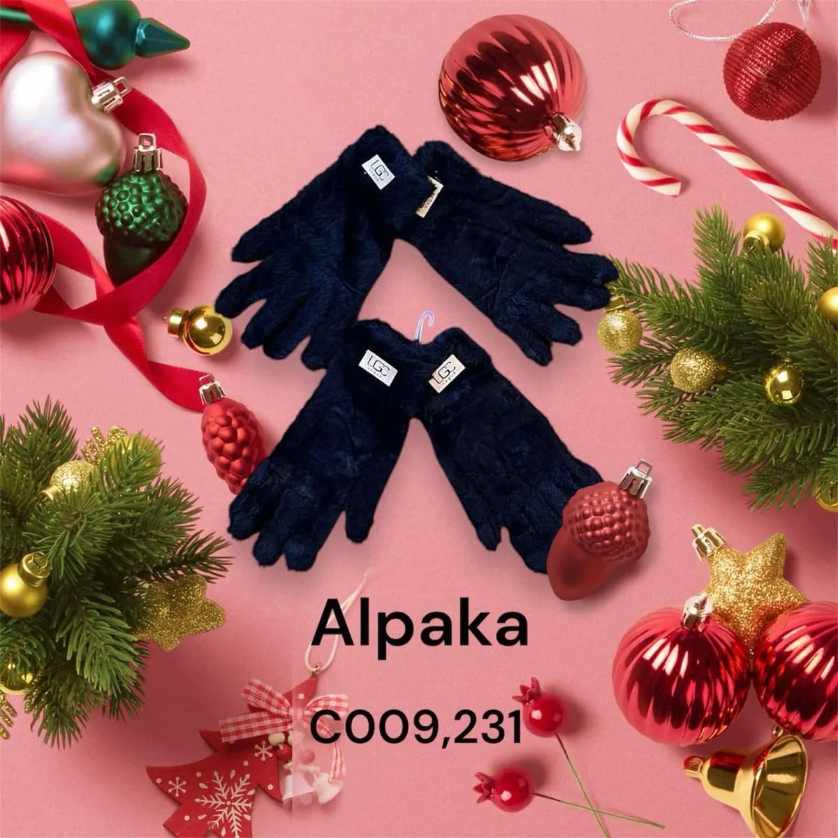 Rękawiczki damskie alpaka granatowe rozmiar L