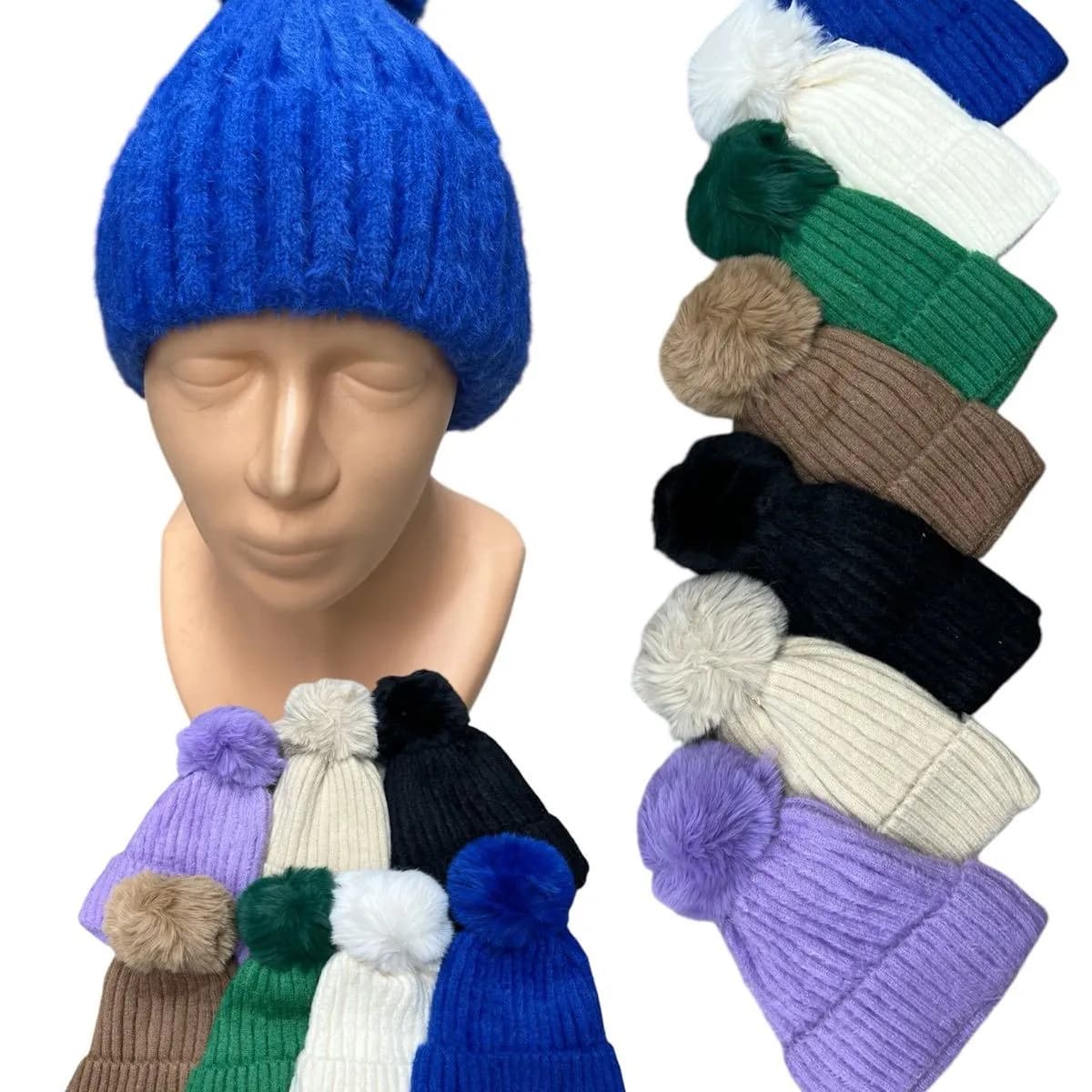 Czapki damskie z pomponem MO228904 Alpakowa