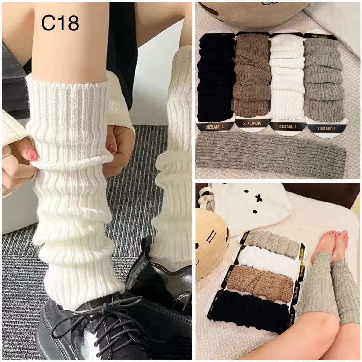 Skarpetki damskie leg warmers C18 4 pary wielokolorowe