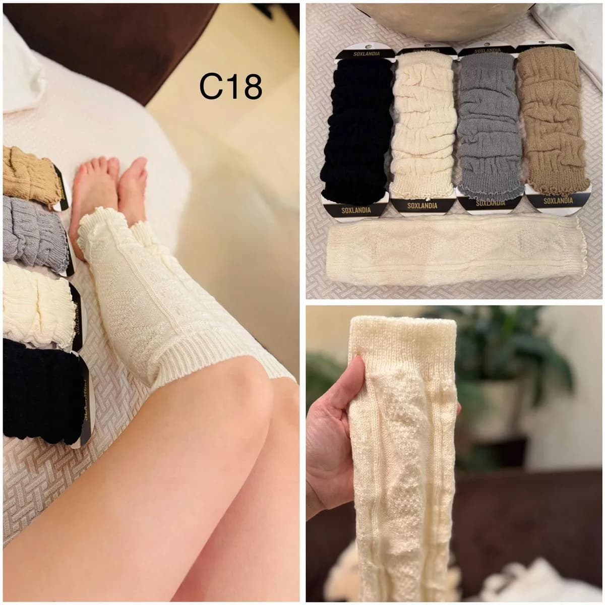 Skarpetki damskie C18 - czarne, beżowe, szare, białe
