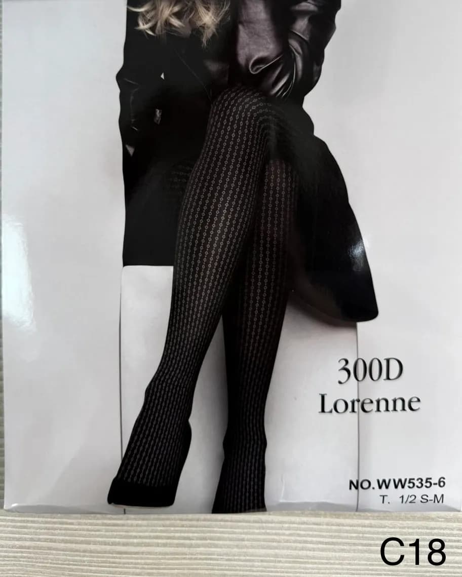 Rajstopy damskie 300D czarne wzór siatkowy Lorenenne