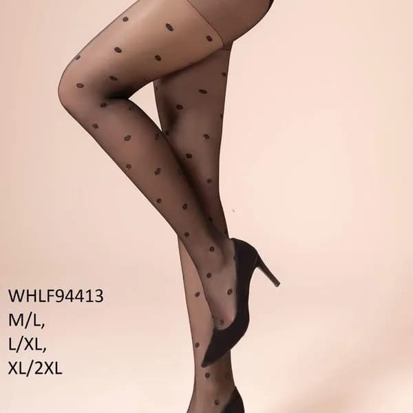 Rajstopy damskie z kropkami czarne S/M/L/XL SKU 150925-203