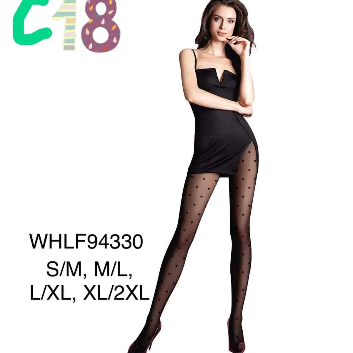 Rajstopy damskie czarne w kropki rozmiary S/M-M/L-XL/XXL
