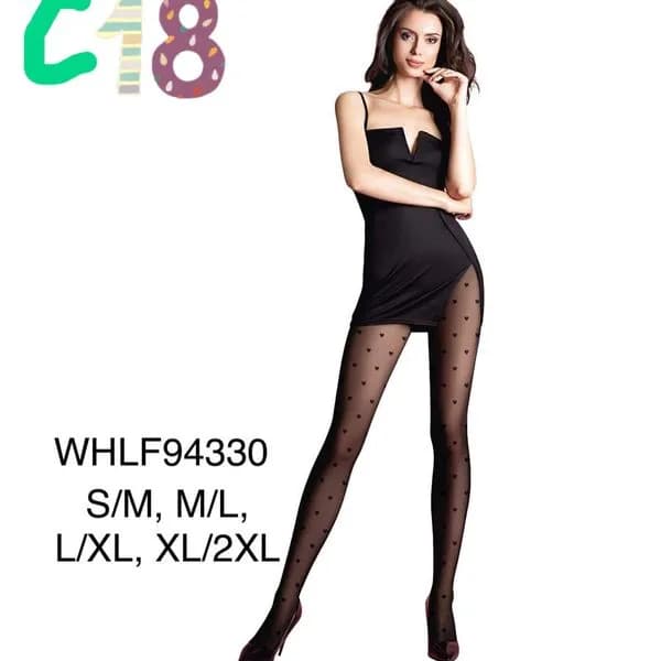 Rajstopy damskie czarne w kropki rozmiary S/M-M/L-XL/XXL