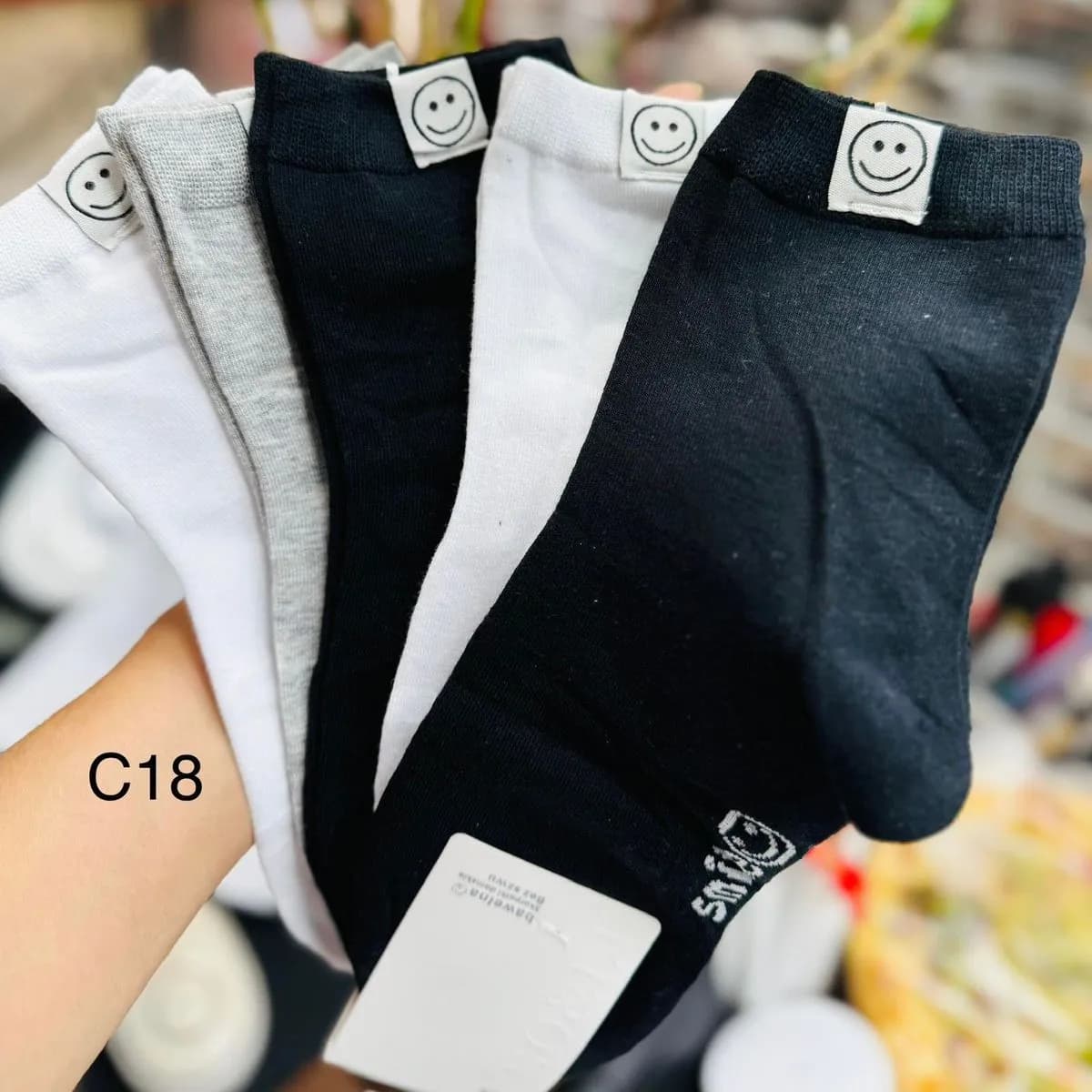 Rajstopy damskie C18 z emotikonką uśmiech, 4 szt.