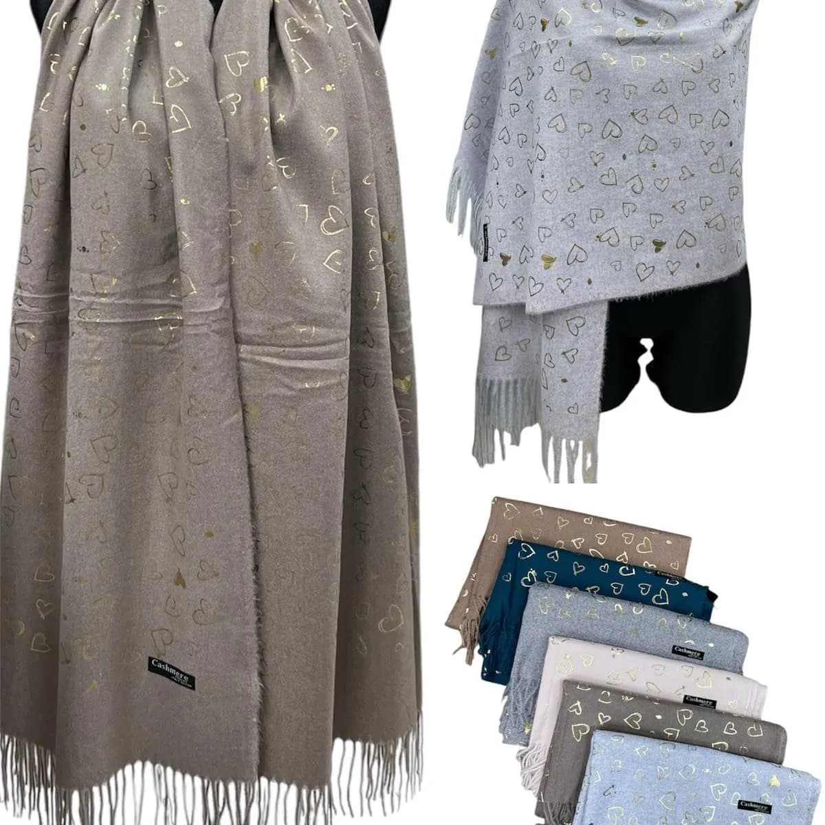 Szale damskie z motywem serc kaszmir 150925-24