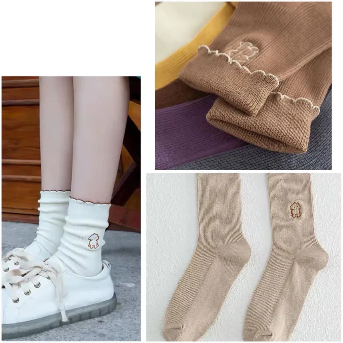 Rajstopy damskie z misiem, beżowe, fioletowe, żółte