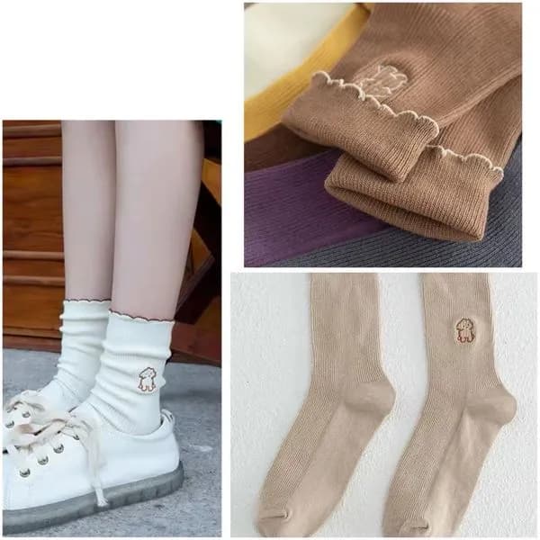 Rajstopy damskie z misiem, beżowe, fioletowe, żółte