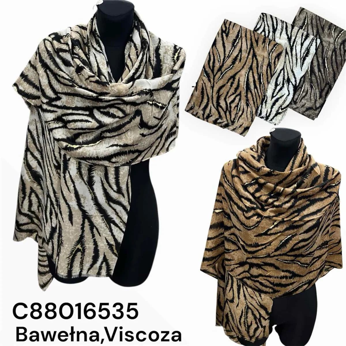 Szale damskie wiskozowe z bawiasty wzór C88016535