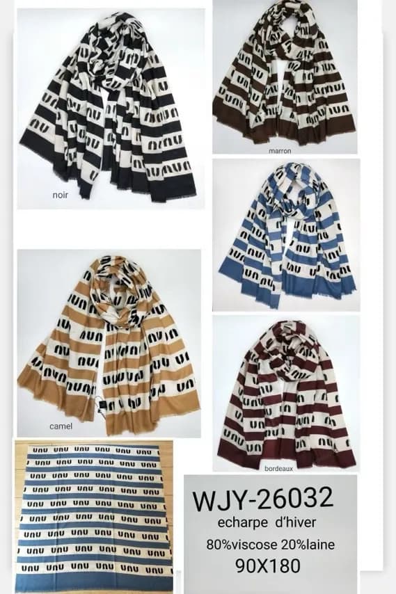 Szaliki damskie wzorzyste 90x180 cm WYJ-26032