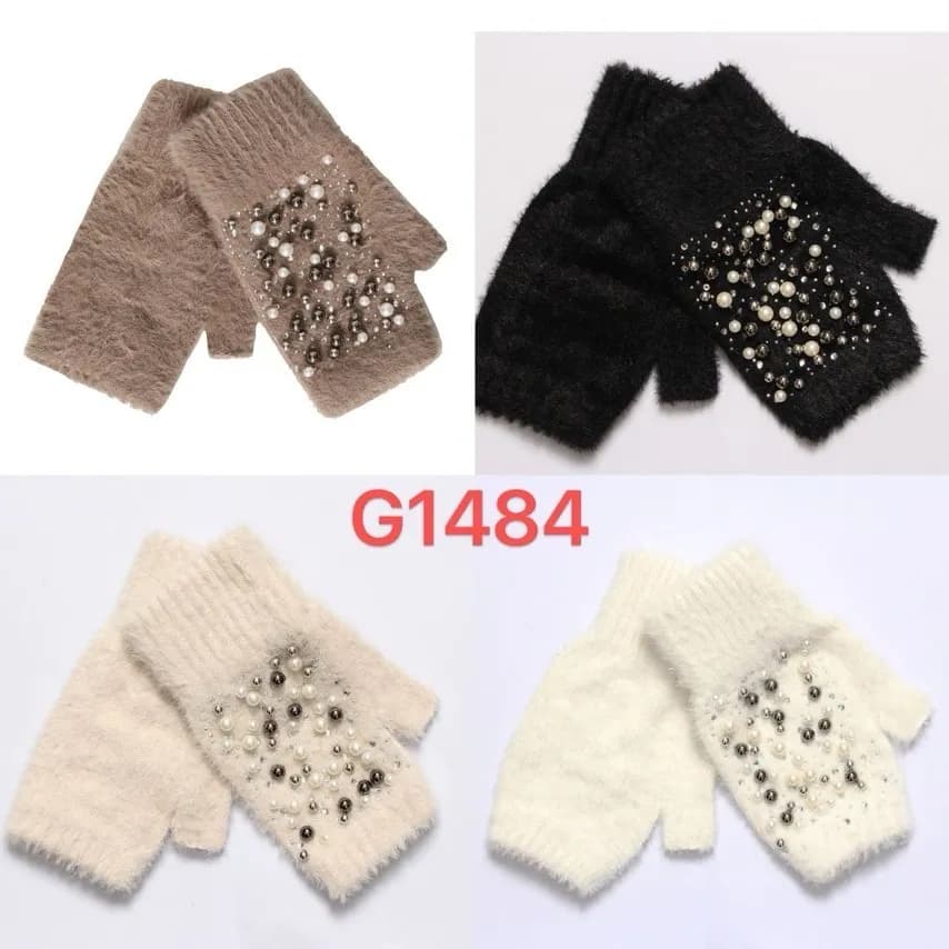 Rękawiczki damskie bez palców z perełkami G1484
