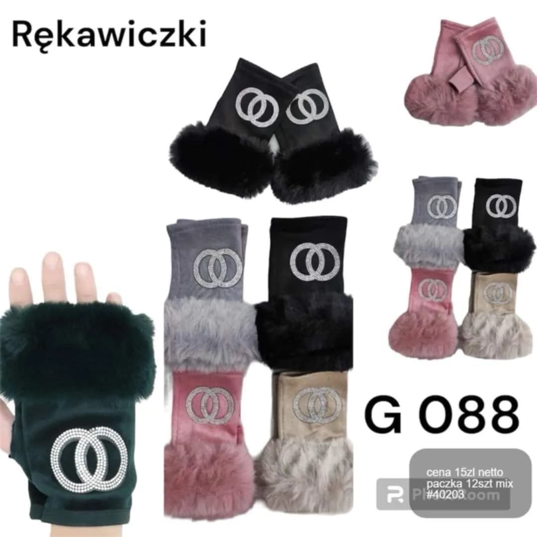 Rękawiczki damskie futrzane G0888 mix kolorów