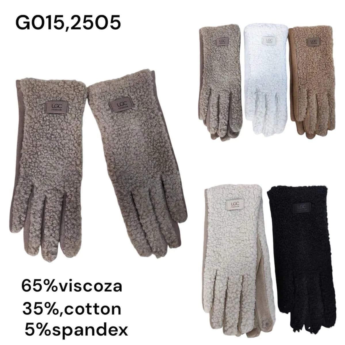 Rękawiczki damskie futrzane LGC 35% viscose 12 szt/op.