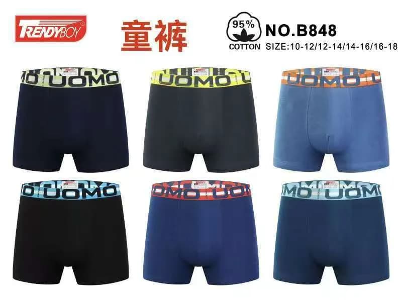 Bokserki męskie Trendy Boy 6 szt. rozmiary 10-18 czarny/niebieski