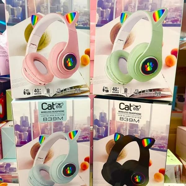 Słuchawki Bezprzewodowe BLUETOOTH Cat Ear B39M LED Mix 6szt