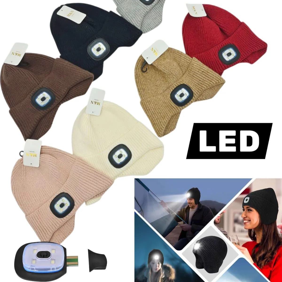 Czapki LED Świecący